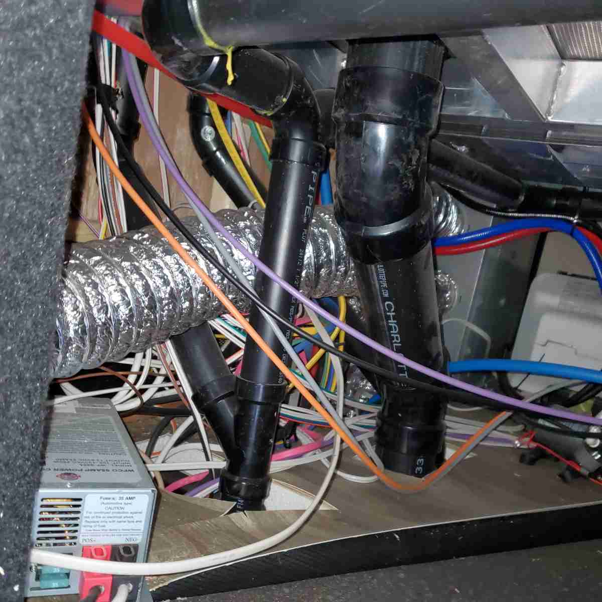 Solar component wiring in electrical bay