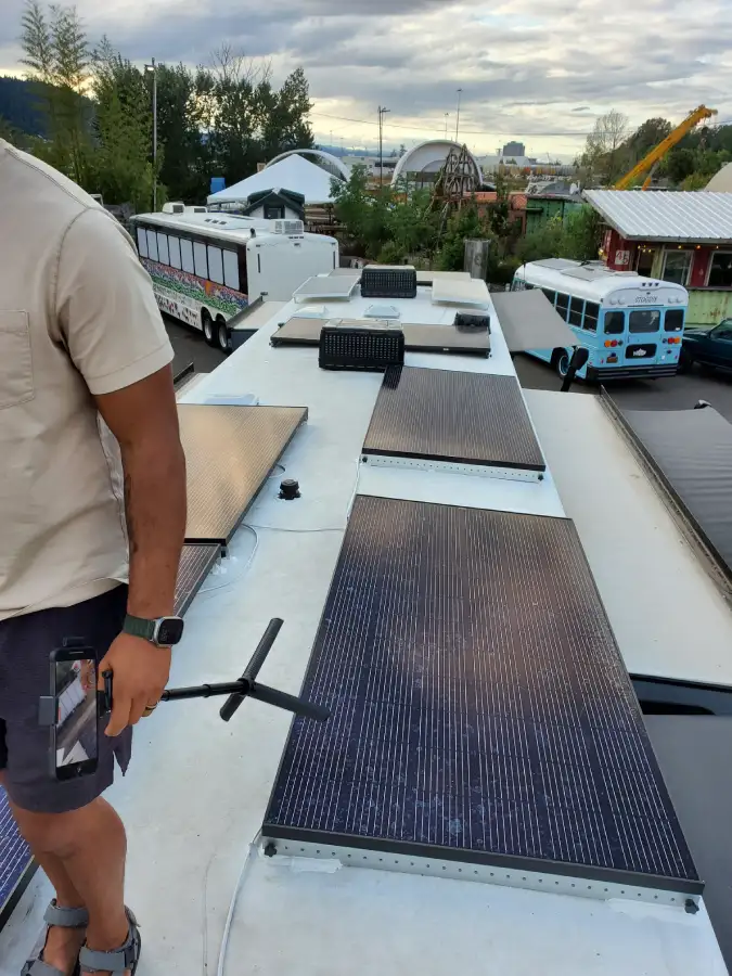 Clean RV solar roof wire runs