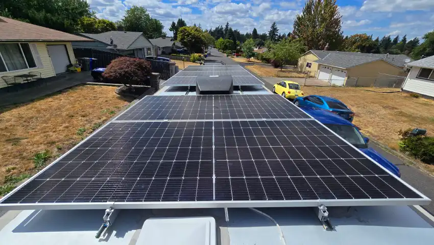 Custom RV solar panel roof mounting