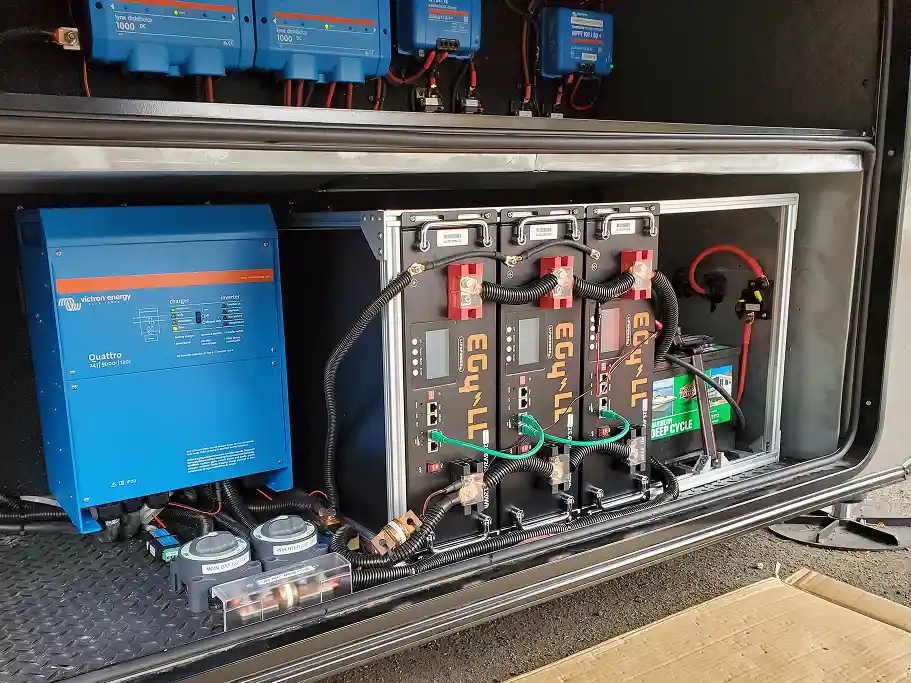 RV battery and component bay installation